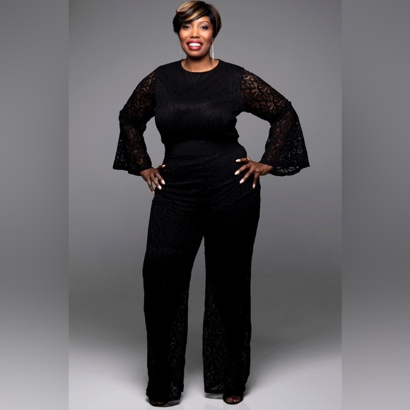 NWT Ashley Stewart Black Lace Jumpsuit - Picture 3 of 5